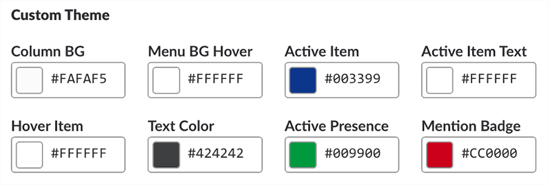 Slack Custom Theme Colors